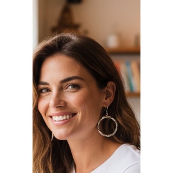 Unbranded Jewelry - VTG 925 Sterling Silver 1 1/4” Twisted Rope Hoop Dangle Earrings Boho Artisan